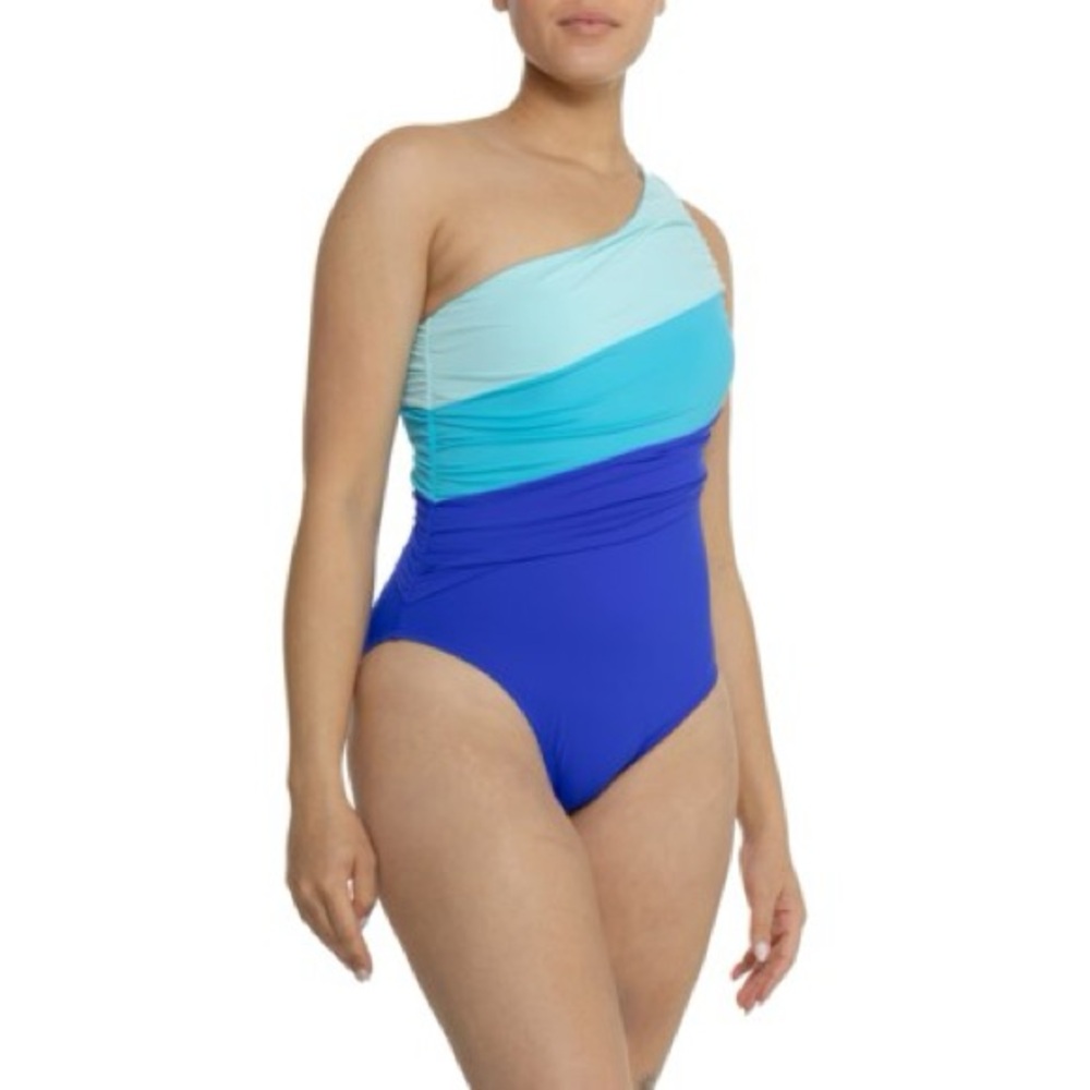 La Blanca Blue One-Shoulder One Piece Swimsuit